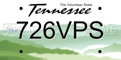 726VPS Tennessee License Plate