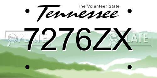 7276ZX Tennessee License Plate
