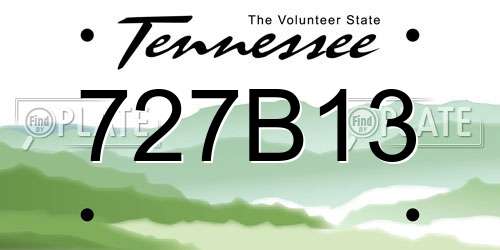 727B13 Tennessee License Plate