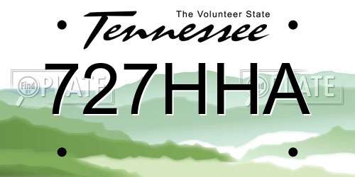 727HHA Tennessee License Plate