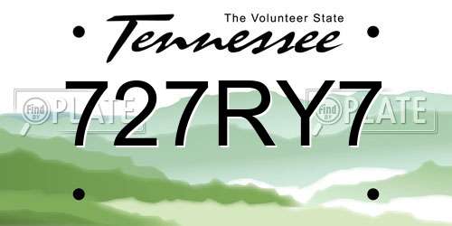 727RY7 Tennessee License Plate