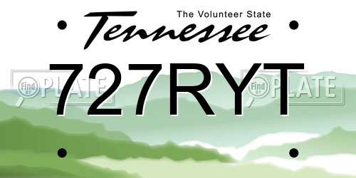 727RYT Tennessee License Plate