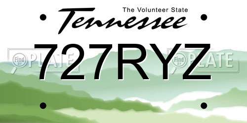 727RYZ Tennessee License Plate