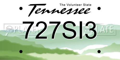 727SI3 Tennessee License Plate