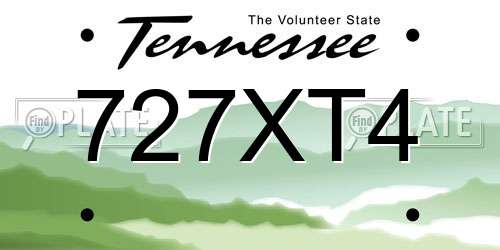 727XT4 Tennessee License Plate