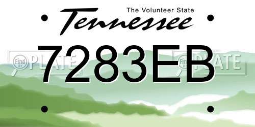 7283EB Tennessee License Plate