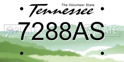 7288AS Tennessee License Plate