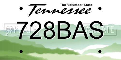 728BAS Tennessee License Plate
