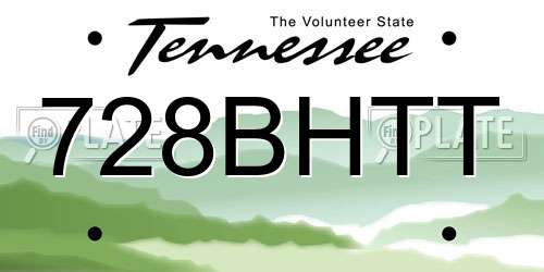 728BHTT Tennessee License Plate