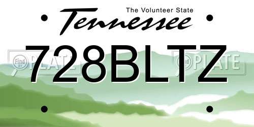 728BLTZ Tennessee License Plate