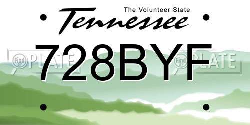 728BYF Tennessee License Plate