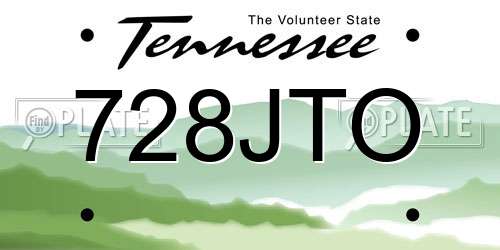 728JTO Tennessee License Plate