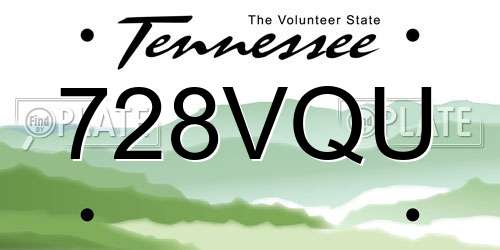 728VQU Tennessee License Plate