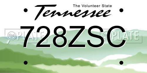 728ZSC Tennessee License Plate
