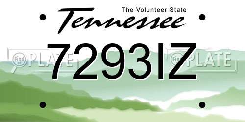7293IZ Tennessee License Plate