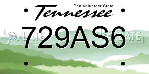 729AS6 Tennessee License Plate