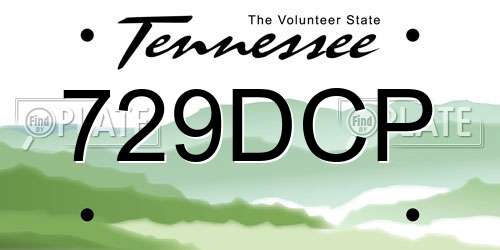 729DCP Tennessee License Plate