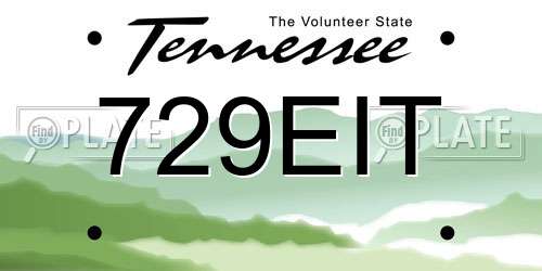 729EIT Tennessee License Plate