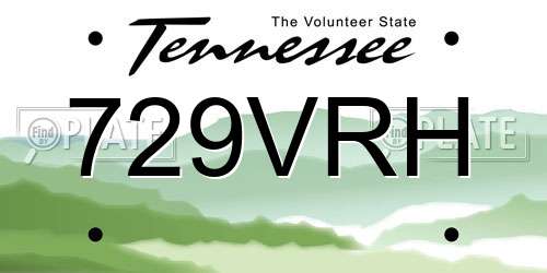 729VRH Tennessee License Plate