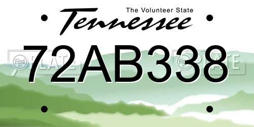 72AB338 Tennessee License Plate