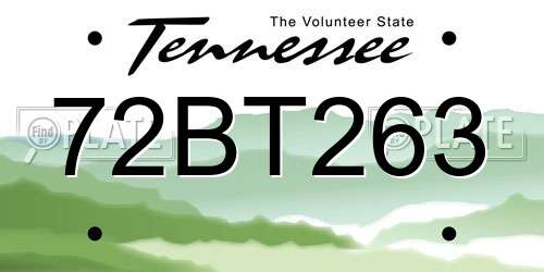 72BT263 Tennessee License Plate