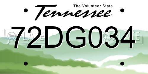 72DG034 Tennessee License Plate