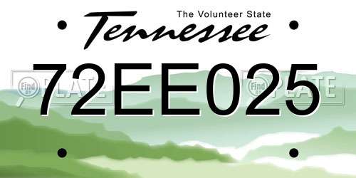 72EE025 Tennessee License Plate