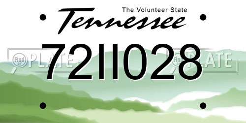 72II028 Tennessee License Plate