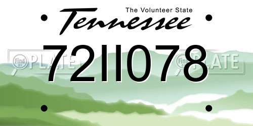 72II078 Tennessee License Plate