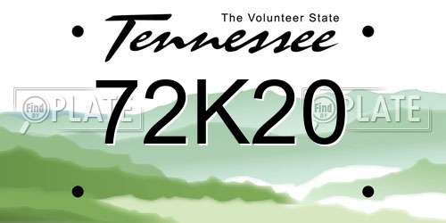72K20 Tennessee License Plate
