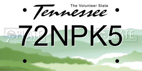 72NPK5 Tennessee License Plate