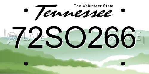 72SO266 Tennessee License Plate