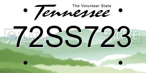 72SS723 Tennessee License Plate