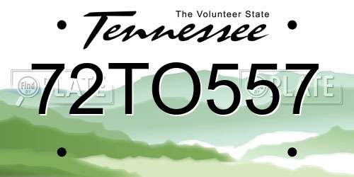 72TO557 Tennessee License Plate