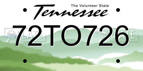 72TO726 Tennessee License Plate