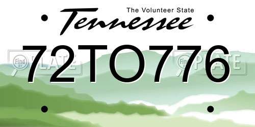 72TO776 Tennessee License Plate