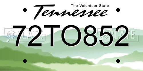 72TO852 Tennessee License Plate