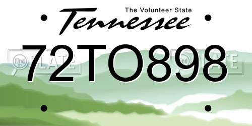 72TO898 Tennessee License Plate