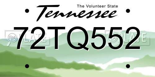 72TQ552 Tennessee License Plate