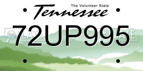 72UP995 Tennessee License Plate