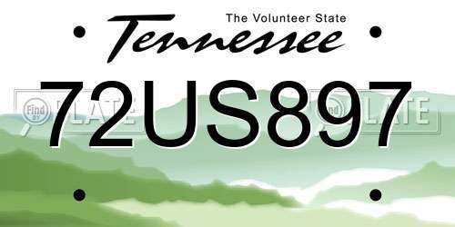 72US897 Tennessee License Plate