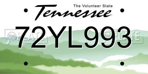 72YL993 Tennessee License Plate