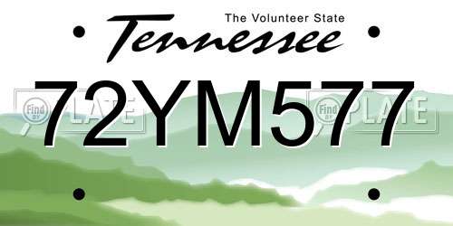 72YM577 Tennessee License Plate
