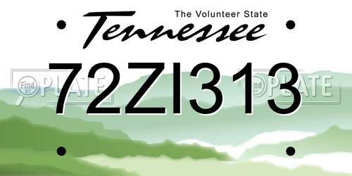 72ZI313 Tennessee License Plate