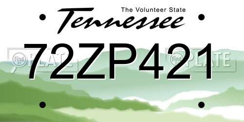 72ZP421 Tennessee License Plate