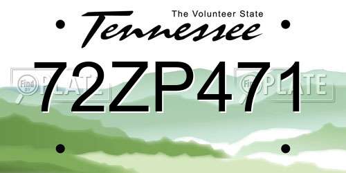 72ZP471 Tennessee License Plate