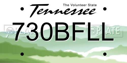 730BFLL Tennessee License Plate