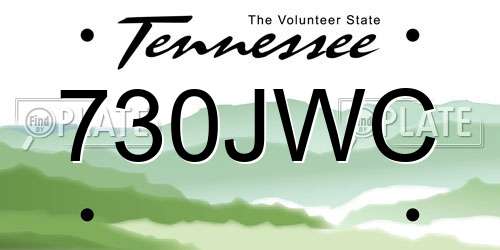 730JWC Tennessee License Plate