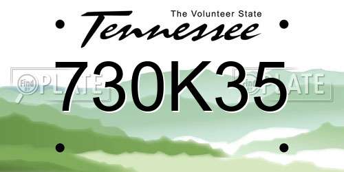 730K35 Tennessee License Plate