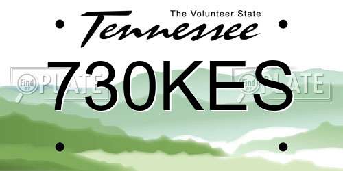 730KES Tennessee License Plate